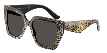 Dolce & Gabbana DG4438 style-color 316387 Leo Brown On Black / Dark Grey Lens
