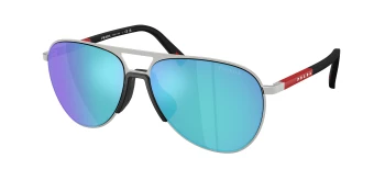 Prada Linea Rossa PS 53ZS style-color 1BC08R Silver / Light Green Mirror Blue Lens