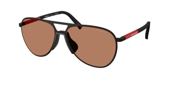Prada Linea Rossa PS 53ZS style-color DG020D Black Rubbered / Brown Lens