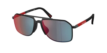 Prada Linea Rossa PS B51S style-color 1BO08F Matte Black / Dark Grey Mirror Blue/Red Lens