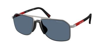 Prada Linea Rossa PS B51S style-color 5AV06A Gunmetal / Dark Blue Lens