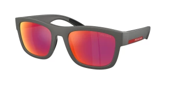 Prada Linea Rossa PS 01ZSF style-color 16X02U Silver Grey / Brown Mirror Orange Lens