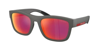 Prada Linea Rossa PS 01ZS style-color 16X02U Silver Grey / Brown Mirror Orange Lens