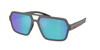 Prada Linea Rossa PS A06SF style-color 16X08R Grey Silver / Light Green Mirror Blue Lens