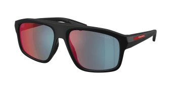 Prada Linea Rossa PS B02S style-color 1BO08F Matte Black / Dark Grey Mirror Blue/Red Lens