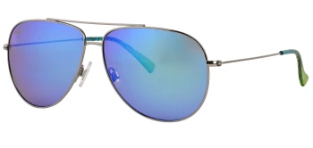 Maui Jim HAU&lsquo;OLI XL style-color Shiny Silver With Blue & Green / Blue Hawaii Lens