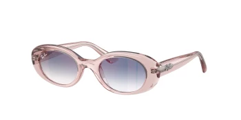 Ray-Ban RJ9141SF style-color 7218U0 Transparent Pink / Clear Gradient Blue Mirror Red Lens
