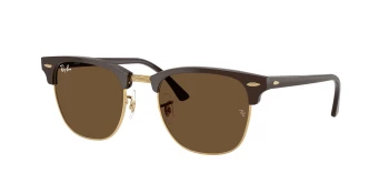 Ray-Ban RB3016 CLUBMASTER style-color 687853 Brown & Gold / Dark Brown Lens