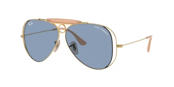 Ray-Ban RB3138M style-color 001/72 Arista Gold / Light Blue Lens