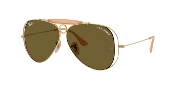 Ray-Ban RB3138M style-color 001/73 Arista Gold / Dark Brown Lens