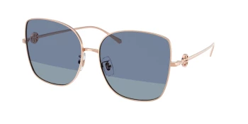 Tory Burch TY6106D style-color 33584U Shiny Light Rose Gold / Blue Lens