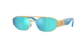 Versace VK2003 style-color 100255 Gold / Light Green Mirror Blue Lens
