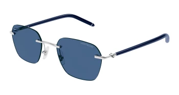 Montblanc MB0270S style-color Silver/BLUE 003 / BLUE Lens