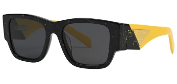 Prada PR 10ZSF Asian Fit style-color 19D5S0 Black / Yellow Marble / Dark Grey Lens