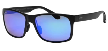 Maui Jim Red Sands Asian Fit style-color B432N-2M Matte Black / Blue Hawaii Lens