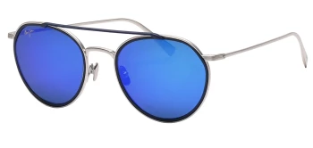 Maui Jim Bowline style-color B557-17M Silver Matte With Dark Navy Rim / Blue Hawaii Lens