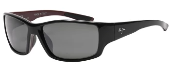 Maui Jim Local Kine style-color 810-07E Shiny Black With Grey And Maroon / Neutral Grey Lens