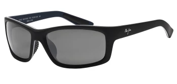Maui Jim Kanaio Coast style-color 766-02MD Matte Soft Black With White And Blue / Neutral Grey Lens