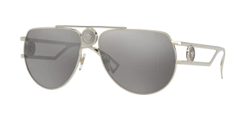 Versace VE2225 style-color 12526G Pale Gold / Light Grey Mirror Silver Lens