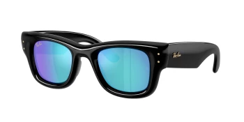 Ray-Ban RB4940 WAYFARER PUFFER 0RB4940 style-color 601/55 Black / Light Green Mirror Blue Lens