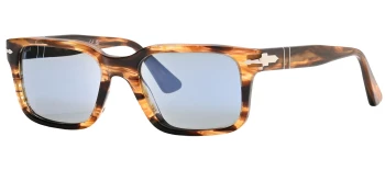 Persol PO3272S style-color 123556 Striped Black & Brown / Light Blue Lens