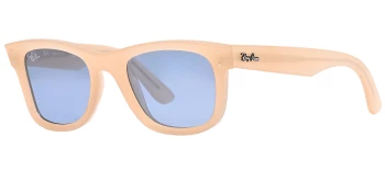 Ray-Ban RBR0502S WAYFARER REVERSE 0RBR0502S style-color 678072 Opal Beige & Honey / Light Blue Lens