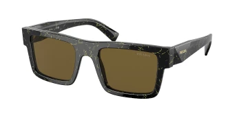 Prada PR 19WS style-color 19D01T Black / Yellow Marble / Dark Brown Lens